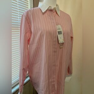 Ralph Lauren Pink Long Sleeve Shirt with White Stripes